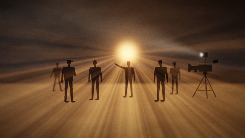 Crew silhouettes on location