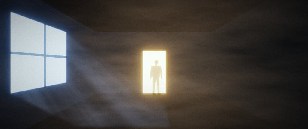 Doorway at the end of a room