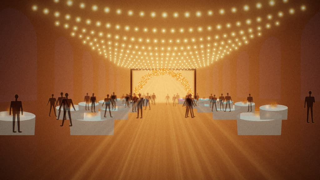 The hall transformed for a live event
