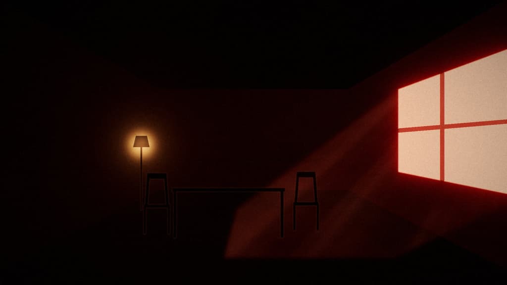 Dining room in red light