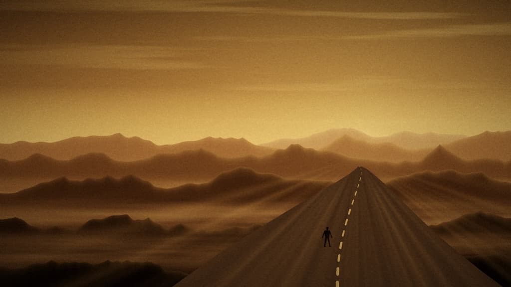 Desert road at evening